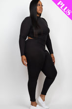 Load image into Gallery viewer, Plus Size Ribbed Mock Neck Long Sleeve Top &amp; Leggings Set (capella)