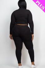 Load image into Gallery viewer, Plus Size Ribbed Mock Neck Long Sleeve Top &amp; Leggings Set (capella)