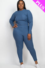Load image into Gallery viewer, Plus Size Ribbed Mock Neck Long Sleeve Top &amp; Leggings Set (capella)