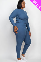Load image into Gallery viewer, Plus Size Ribbed Mock Neck Long Sleeve Top &amp; Leggings Set (capella)