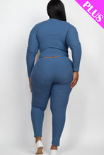 Load image into Gallery viewer, Plus Size Ribbed Mock Neck Long Sleeve Top &amp; Leggings Set (capella)