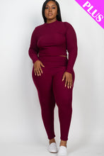 Load image into Gallery viewer, Plus Size Ribbed Mock Neck Long Sleeve Top &amp; Leggings Set (capella)