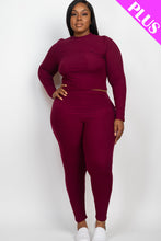 Load image into Gallery viewer, Plus Size Ribbed Mock Neck Long Sleeve Top &amp; Leggings Set (capella)