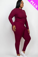 Load image into Gallery viewer, Plus Size Ribbed Mock Neck Long Sleeve Top &amp; Leggings Set (capella)