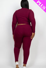 Load image into Gallery viewer, Plus Size Ribbed Mock Neck Long Sleeve Top &amp; Leggings Set (capella)