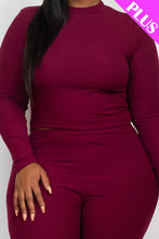 Load image into Gallery viewer, Plus Size Ribbed Mock Neck Long Sleeve Top &amp; Leggings Set (capella)