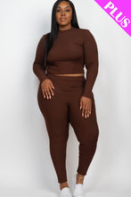 Load image into Gallery viewer, Plus Size Ribbed Mock Neck Long Sleeve Top &amp; Leggings Set (capella)