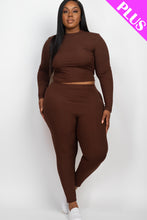 Load image into Gallery viewer, Plus Size Ribbed Mock Neck Long Sleeve Top &amp; Leggings Set (capella)