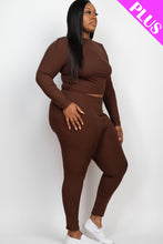 Load image into Gallery viewer, Plus Size Ribbed Mock Neck Long Sleeve Top &amp; Leggings Set (capella)