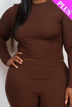 Load image into Gallery viewer, Plus Size Ribbed Mock Neck Long Sleeve Top &amp; Leggings Set (capella)