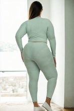 Load image into Gallery viewer, Plus Size Ribbed Mock Neck Long Sleeve Top &amp; Leggings Set (capella)