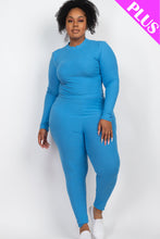 Load image into Gallery viewer, Plus Size Ribbed Mock Neck Long Sleeve Top &amp; Leggings Set (capella)
