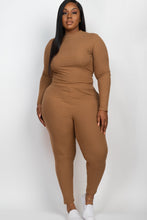 Load image into Gallery viewer, Plus Size Ribbed Mock Neck Long Sleeve Top &amp; Leggings Set (capella)