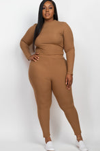 Load image into Gallery viewer, Plus Size Ribbed Mock Neck Long Sleeve Top &amp; Leggings Set (capella)