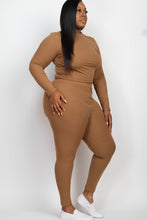 Load image into Gallery viewer, Plus Size Ribbed Mock Neck Long Sleeve Top &amp; Leggings Set (capella)