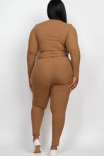 Load image into Gallery viewer, Plus Size Ribbed Mock Neck Long Sleeve Top &amp; Leggings Set (capella)