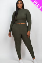 Load image into Gallery viewer, Plus Size Ribbed Mock Neck Long Sleeve Top &amp; Leggings Set (capella)