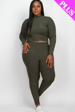 Load image into Gallery viewer, Plus Size Ribbed Mock Neck Long Sleeve Top &amp; Leggings Set (capella)