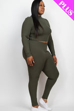 Load image into Gallery viewer, Plus Size Ribbed Mock Neck Long Sleeve Top &amp; Leggings Set (capella)