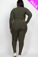 Load image into Gallery viewer, Plus Size Ribbed Mock Neck Long Sleeve Top &amp; Leggings Set (capella)
