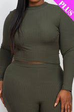 Load image into Gallery viewer, Plus Size Ribbed Mock Neck Long Sleeve Top &amp; Leggings Set (capella)