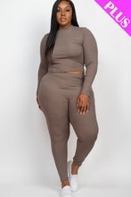 Load image into Gallery viewer, Plus Size Ribbed Mock Neck Long Sleeve Top &amp; Leggings Set (capella)