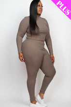 Load image into Gallery viewer, Plus Size Ribbed Mock Neck Long Sleeve Top &amp; Leggings Set (capella)