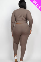 Load image into Gallery viewer, Plus Size Ribbed Mock Neck Long Sleeve Top &amp; Leggings Set (capella)