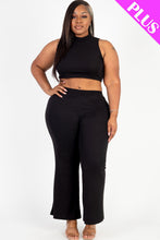 Load image into Gallery viewer, Plus Size Ribbed Mock Neck Crop Tank Top&amp; Bootcut Pants Set (CAPELLA)