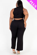 Load image into Gallery viewer, Plus Size Ribbed Mock Neck Crop Tank Top&amp; Bootcut Pants Set (CAPELLA)
