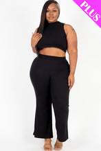 Load image into Gallery viewer, Plus Size Ribbed Mock Neck Crop Tank Top&amp; Bootcut Pants Set (CAPELLA)
