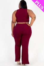 Load image into Gallery viewer, Plus Size Ribbed Mock Neck Crop Tank Top&amp; Bootcut Pants Set (CAPELLA)