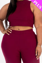 Load image into Gallery viewer, Plus Size Ribbed Mock Neck Crop Tank Top&amp; Bootcut Pants Set (CAPELLA)