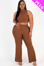 Load image into Gallery viewer, Plus Size Ribbed Mock Neck Crop Tank Top&amp; Bootcut Pants Set (CAPELLA)