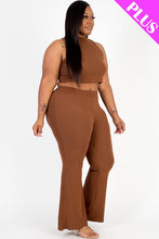 Load image into Gallery viewer, Plus Size Ribbed Mock Neck Crop Tank Top&amp; Bootcut Pants Set (CAPELLA)