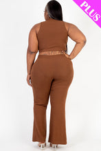 Load image into Gallery viewer, Plus Size Ribbed Mock Neck Crop Tank Top&amp; Bootcut Pants Set (CAPELLA)