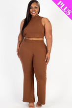 Load image into Gallery viewer, Plus Size Ribbed Mock Neck Crop Tank Top&amp; Bootcut Pants Set (CAPELLA)