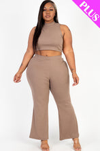 Load image into Gallery viewer, Plus Size Ribbed Mock Neck Crop Tank Top&amp; Bootcut Pants Set (CAPELLA)