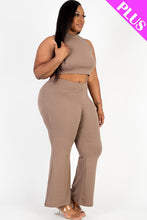 Load image into Gallery viewer, Plus Size Ribbed Mock Neck Crop Tank Top&amp; Bootcut Pants Set (CAPELLA)