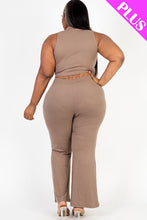 Load image into Gallery viewer, Plus Size Ribbed Mock Neck Crop Tank Top&amp; Bootcut Pants Set (CAPELLA)