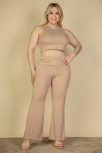 Load image into Gallery viewer, Plus Size Ribbed Mock Neck Crop Tank Top&amp; Bootcut Pants Set (CAPELLA)