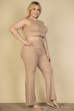 Load image into Gallery viewer, Plus Size Ribbed Mock Neck Crop Tank Top&amp; Bootcut Pants Set (CAPELLA)