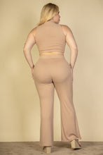 Load image into Gallery viewer, Plus Size Ribbed Mock Neck Crop Tank Top&amp; Bootcut Pants Set (CAPELLA)