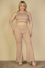 Load image into Gallery viewer, Plus Size Ribbed Mock Neck Crop Tank Top&amp; Bootcut Pants Set (CAPELLA)