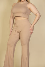 Load image into Gallery viewer, Plus Size Ribbed Mock Neck Crop Tank Top&amp; Bootcut Pants Set (CAPELLA)