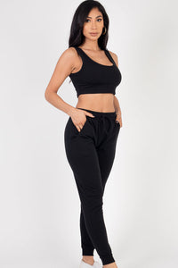 French Terry Cropped Tank Top & Joggers Set (CAPELLA)
