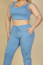 Load image into Gallery viewer, Plus Size French Terry Cropped Tank Top &amp; Joggers Set (CAPELLA)