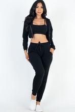 Load image into Gallery viewer, French Terry Cropped Cami with Zip-up Jacket and Joggers Set (CAPELLA)
