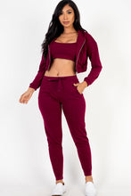 Load image into Gallery viewer, French Terry Cropped Cami with Zip-up Jacket and Joggers Set (CAPELLA)