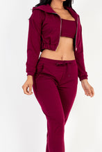 Load image into Gallery viewer, French Terry Cropped Cami with Zip-up Jacket and Joggers Set (CAPELLA)